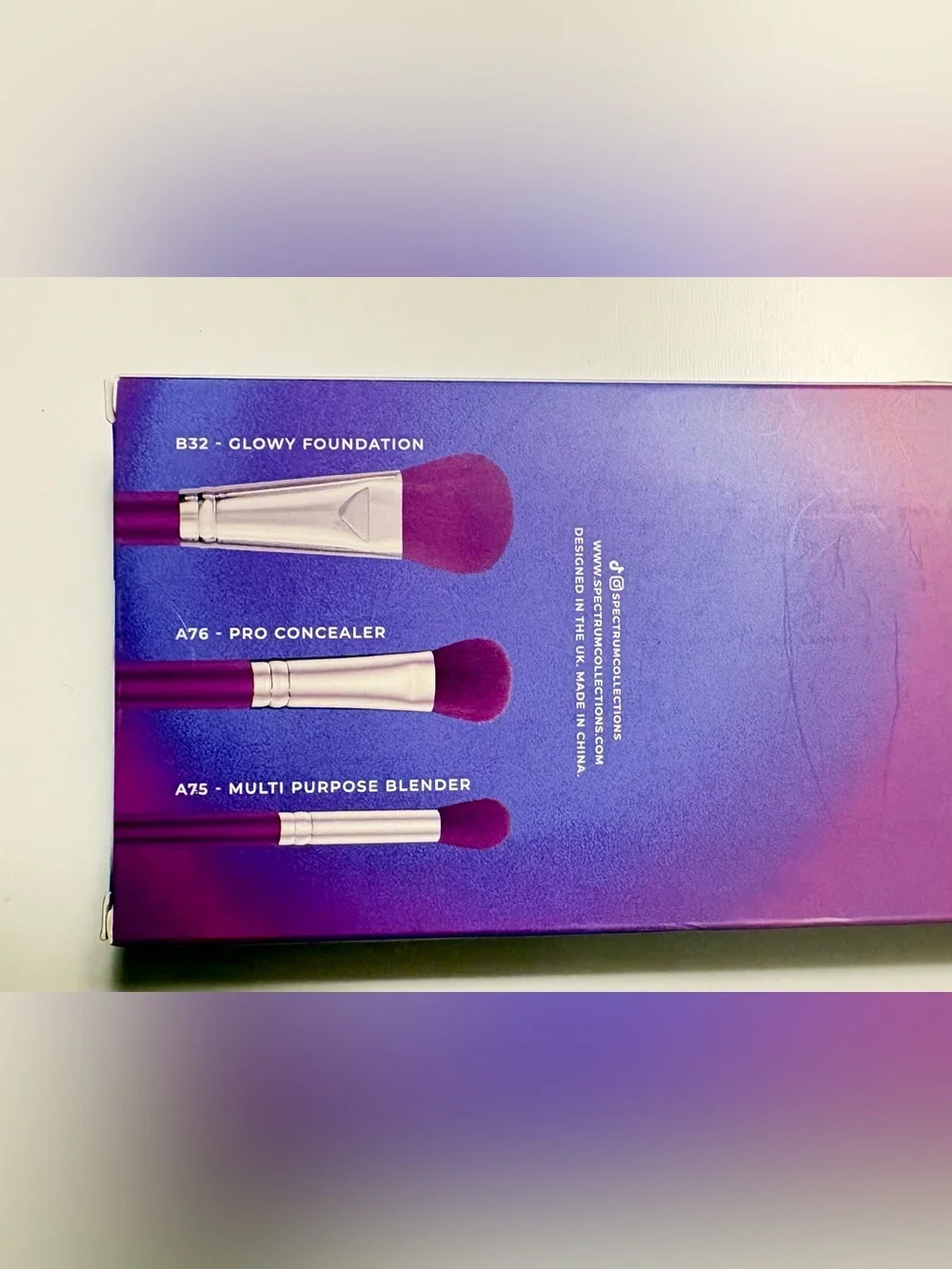 Spectrum 3-Piece Purple Makeup Brush Set - Pro Foundation, Concealer & Blender